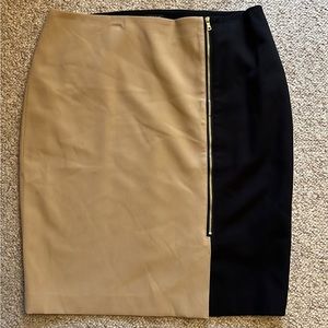 Ann Taylor Womens sz 14 career casual black/tan pencil skirt